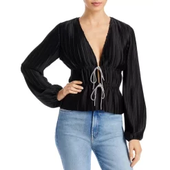 Cheap ✨ WAYF Tie Front Blouse Black ✨