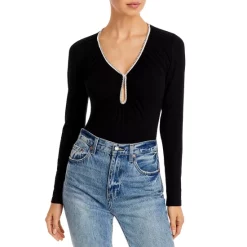 Deals 🌟 FORE Long Sleeve Keyhole Bodysuit Black ✨