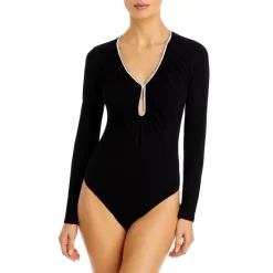 Deals 🌟 FORE Long Sleeve Keyhole Bodysuit Black ✨ -DealsSunset & Spring Store unnamed file 110
