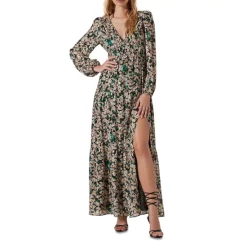 Outlet 🧨 ASTR The Label Francesca Floral Print Maxi 👗 Dress Black/gold 👏