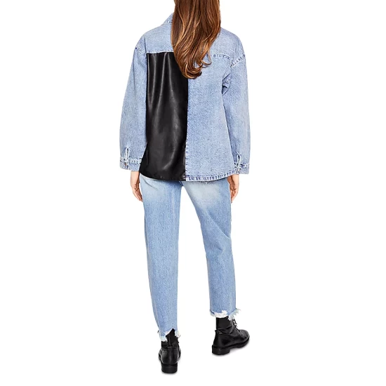 Coupon โค๏ธ Blue Revival Denim & Faux Leather ๐ Shirt Jacket Dubai/black ๐ 4 Coupon โค๏ธ Blue Revival Denim & Faux Leather ๐ Shirt Jacket Dubai/black ๐ - Image 2