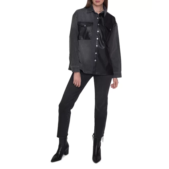 Coupon โค๏ธ Blue Revival Denim & Faux Leather ๐ Shirt Jacket Dubai/black ๐ 6 Coupon โค๏ธ Blue Revival Denim & Faux Leather ๐ Shirt Jacket Dubai/black ๐ - Image 4