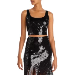 Flash Sale 🔔 Lucy Paris Morgan Sequin Crop Top Black 🎉