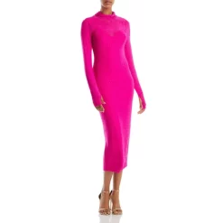 Hot Sale 🌟 AFRM Shailene Rhinestone Embellished Midi 👗 Dress Fuchsia 🤩