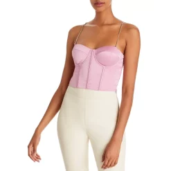 Budget 🔔 FORE Crystal Strap Corset Top Mauve Pink 🛒