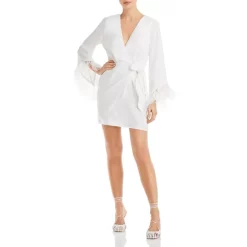 Best Pirce 🛒 WAYF Feather Wrap Mini 👗 Dress Ivory ✨ -DealsSunset & Spring Store unnamed file 296