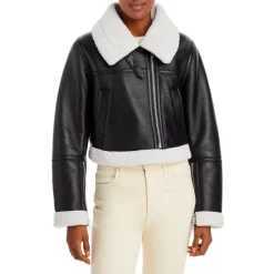 Best Pirce 💯 Avec Les Filles Cropped Faux Shearling Jacket Black/white 🌟 -DealsSunset & Spring Store unnamed file 31