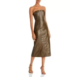 New ✔️ En Saison Strapless Vegan Leather Midi 👗 Dress Black 🔥 -DealsSunset & Spring Store unnamed file 327