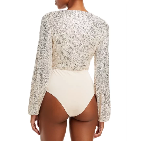 Hot Sale ๐ Bardot Sequined Wrap Bodysuit Rose Quart โค๏ธ 4 Hot Sale ๐ Bardot Sequined Wrap Bodysuit Rose Quart โค๏ธ - Image 2