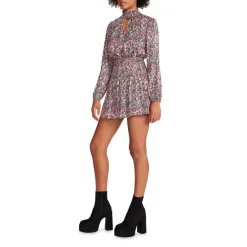 Hot Sale 🔔 STEVE MADDEN Natalie Smocked Floral Print Mini 👗 Dress Multi ✔️ -DealsSunset & Spring Store unnamed file 344