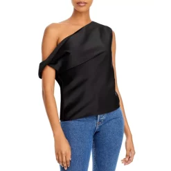 Deals 🌟 WAYF Keita One Shoulder Draped Top Black ⌛