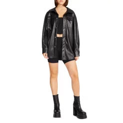 Buy ✨ STEVE MADDEN Faux Good Measure 👚 Shirt Jacket Black 🥰 -DealsSunset & Spring Store unnamed file 364
