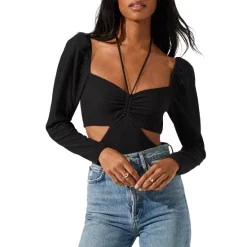 Best Sale ⭐ ASTR The Label Dionne Cutout Bodysuit Black ✔️