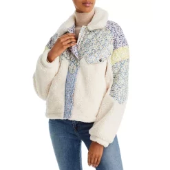 Best Sale 😍 BLANKNYC Paneled Faux Shearling 🧥 Coat Flower Patch 😉