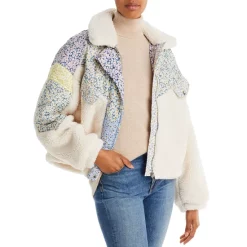 Best Sale 😍 BLANKNYC Paneled Faux Shearling 🧥 Coat Flower Patch 😉 -DealsSunset & Spring Store unnamed file 427
