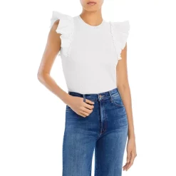 Buy 🔔 Lucy Paris Ribbed Knit Flutter Sleeve Top White 🎉 -DealsSunset & Spring Store unnamed file 43
