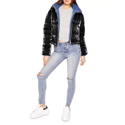 Promo ๐ Blue Revival Mixed Media Puffer Jacket Silver Light Wash ๐คฉ