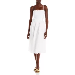 Best Sale ✨ Lucy Paris Alba Scalloped Midi 👗 Dress White 🤩