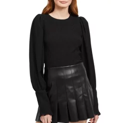 Outlet 🧨 En Saison Smocked Puff Sleeve Top Black 😉