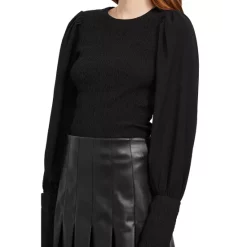 Outlet 🧨 En Saison Smocked Puff Sleeve Top Black 😉 -DealsSunset & Spring Store unnamed file 458