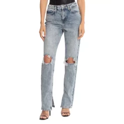 Buy 👏 Avec Les Filles Cool Girl Distressed High Rise Straight Leg 👖 Jeans In Workshop Blue ⌛