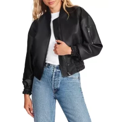 New 😍 STEVE MADDEN Parker Faux Leather Bomber Jacket Black 😀 -DealsSunset & Spring Store unnamed file 486