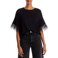Cheap ❤️ Lucy Paris Feather Trim Tee Black 👏