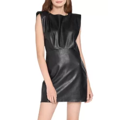 Best Sale 🔔 En Saison Faux Leather Mini 👗 Dress Black 🥰