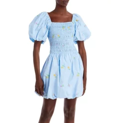 Best reviews of 🎉 English Factory Balloon Sleeve Fit And Flare 👗 Dress Powder Blue 🔔