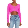 Budget 👏 Bardot Adeline Fuzzy Cropped Cardigan Hot Pink ✔️ -DealsSunset & Spring Store unnamed file 633
