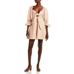 Best Pirce 😉 Charlie Holiday Sonny Tie Front Mini 👗 Dress Tan 🧨 -DealsSunset & Spring Store unnamed file 649
