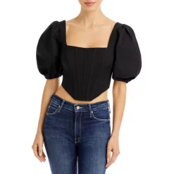 Top 10 ✔️ Bardot Eva Puff Sleeve Bustier Top Black 🌟