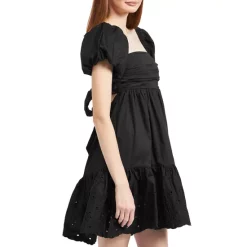 Deals ❤️ En Saison Cotton Puff Sleeve Mini 👗 Dress Black ❤️ -DealsSunset & Spring Store unnamed file 665