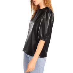 Cheap ✨ STEVE MADDEN BB DAKOTA Faux Leather Pleated Sleeve Top Black ✨ -DealsSunset & Spring Store unnamed file 679