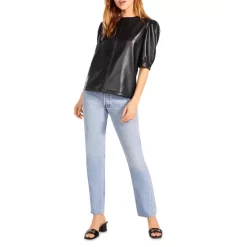 Cheap ✨ STEVE MADDEN BB DAKOTA Faux Leather Pleated Sleeve Top Black ✨ -DealsSunset & Spring Store unnamed file 680