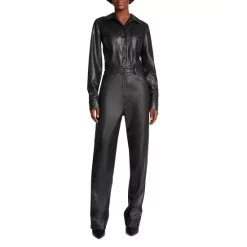 Cheapest 😀 STEVE MADDEN Portia Faux Leather Jumpsuit Black 👍