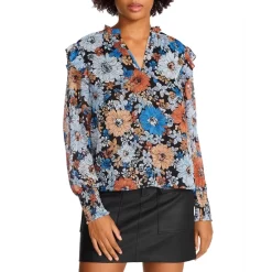 Buy 🛒 By STEVE MADDEN Floral Me Not Top Blue 🔥