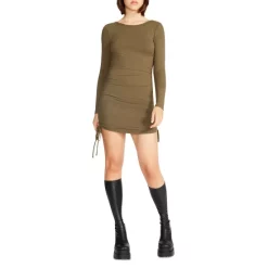 Best Sale 🧨 STEVE MADDEN BB DAKOTA X Ruched Bodycon 👗 Dress Olive 👏