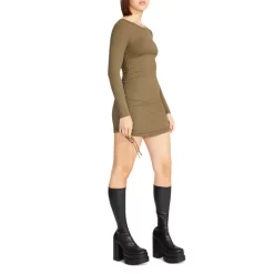 Best Sale 🧨 STEVE MADDEN BB DAKOTA X Ruched Bodycon 👗 Dress Olive 👏 -DealsSunset & Spring Store unnamed file 823
